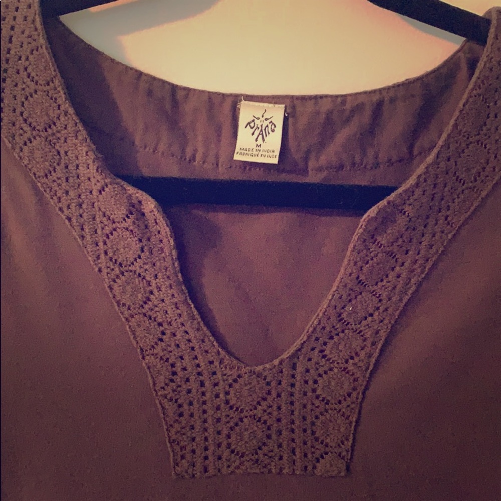 Prana brown organic cotton dress with crochet - M